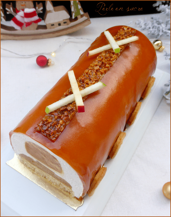 Bûche vanille pomme caramel vegan