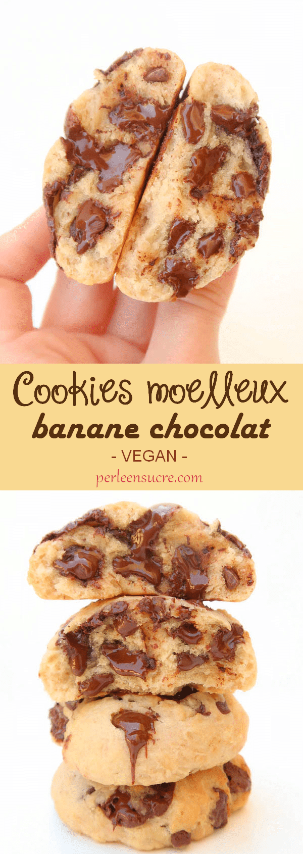 Cookies moelleux banane chocolat vegan pinterest