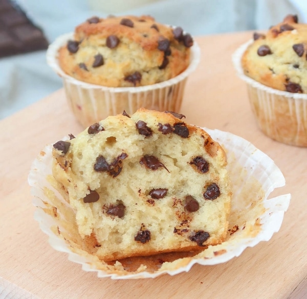Muffins aux pépites de chocolat sans oeufs, sans lait {vegan}