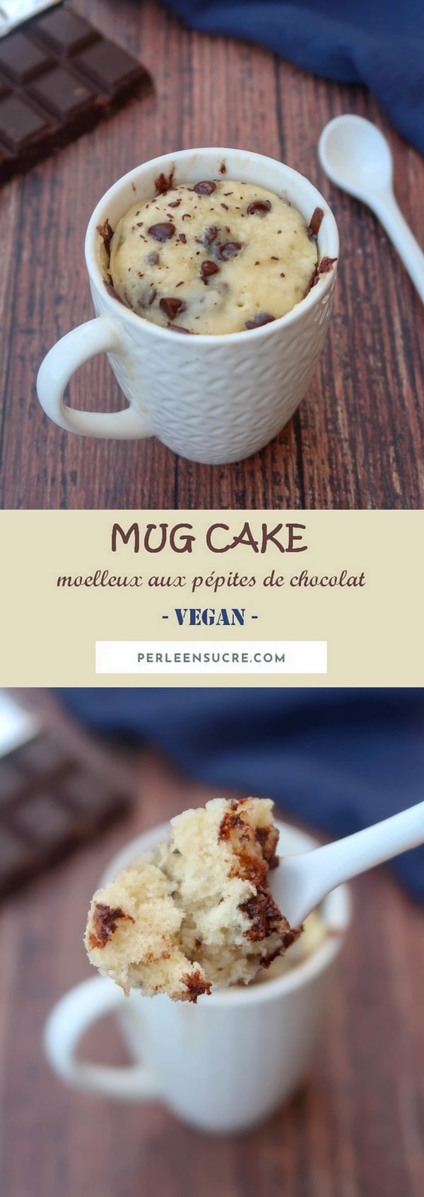 Mug cake moelleux aux pépites de chocolat {vegan}