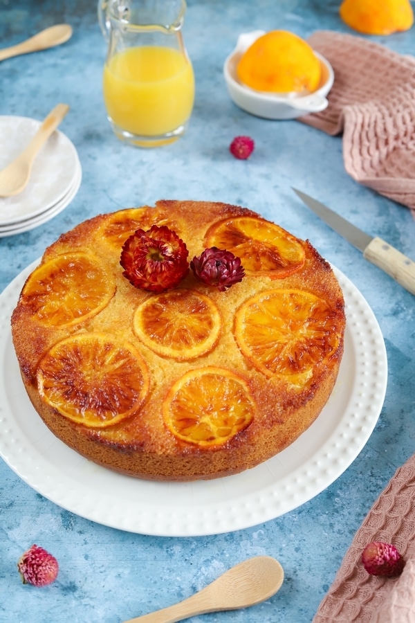 gateau renversé à l'orange vegan